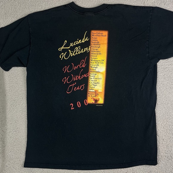 Vintage Lucinda Williams T Shirt World Without Years 2003 Concert Tee Anvil XL - Picture 9 of 16
